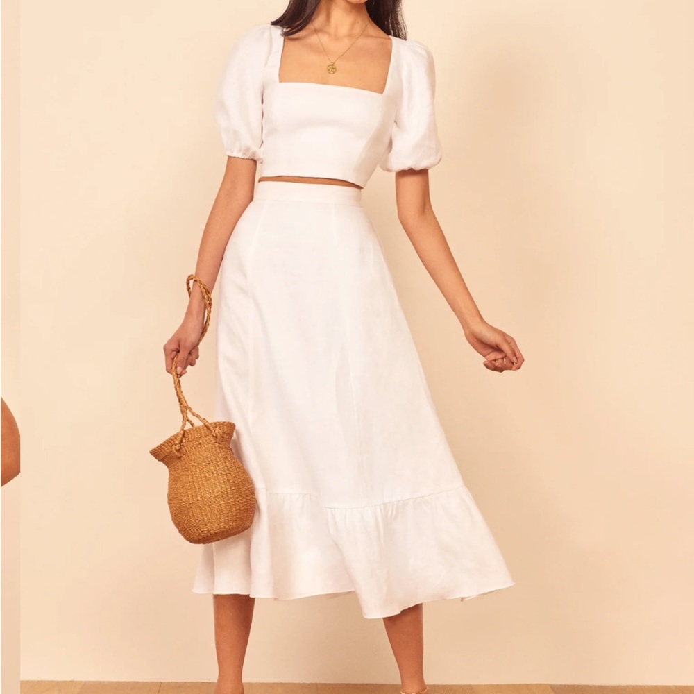 Reformation yucca linen two piece white size 2